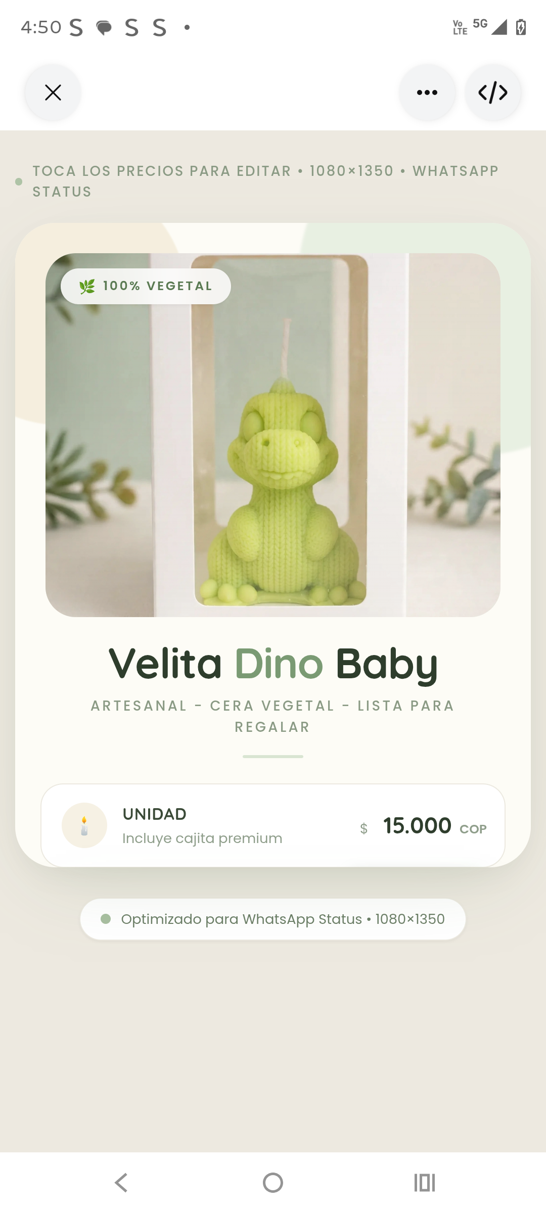 Velas para toda ocasión con aroma dino baby