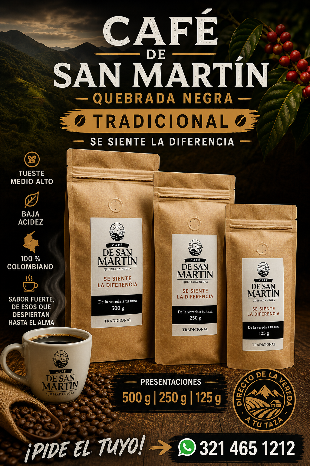 CAFE DE ESPECIALIDAD VARIEDAD CASTILLO TUESTE MEDIO 500 GRAMOS