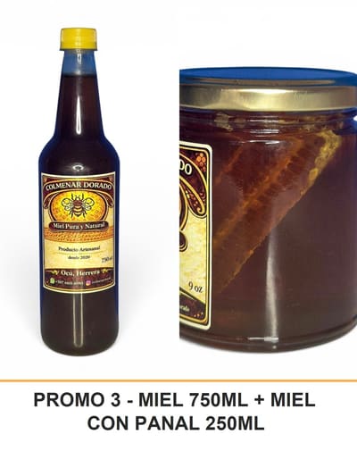PROMO 3 - MIEL 750ML + MIEL CON PANAL 250ML