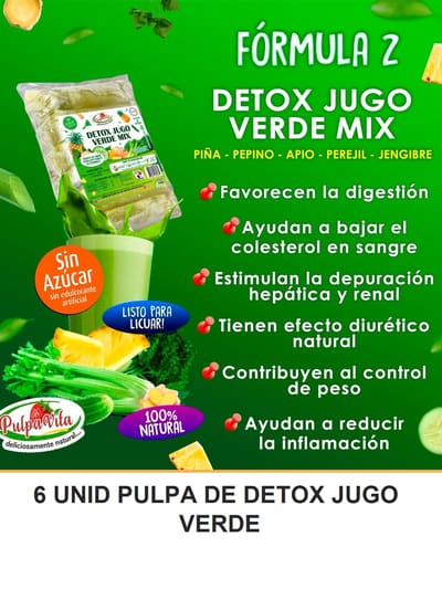 6 UNID PULPA DE DETOX JUGO VERDE