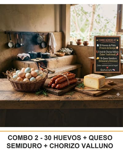 COMBO 2 - 30 HUEVOS + QUESO SEMIDURO + CHORIZO VALLUNO