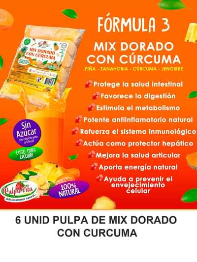 6 UNID PULPA DE MIX DORADO CON CURCUMA