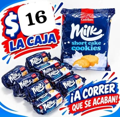 Milk short cake cookies la caja