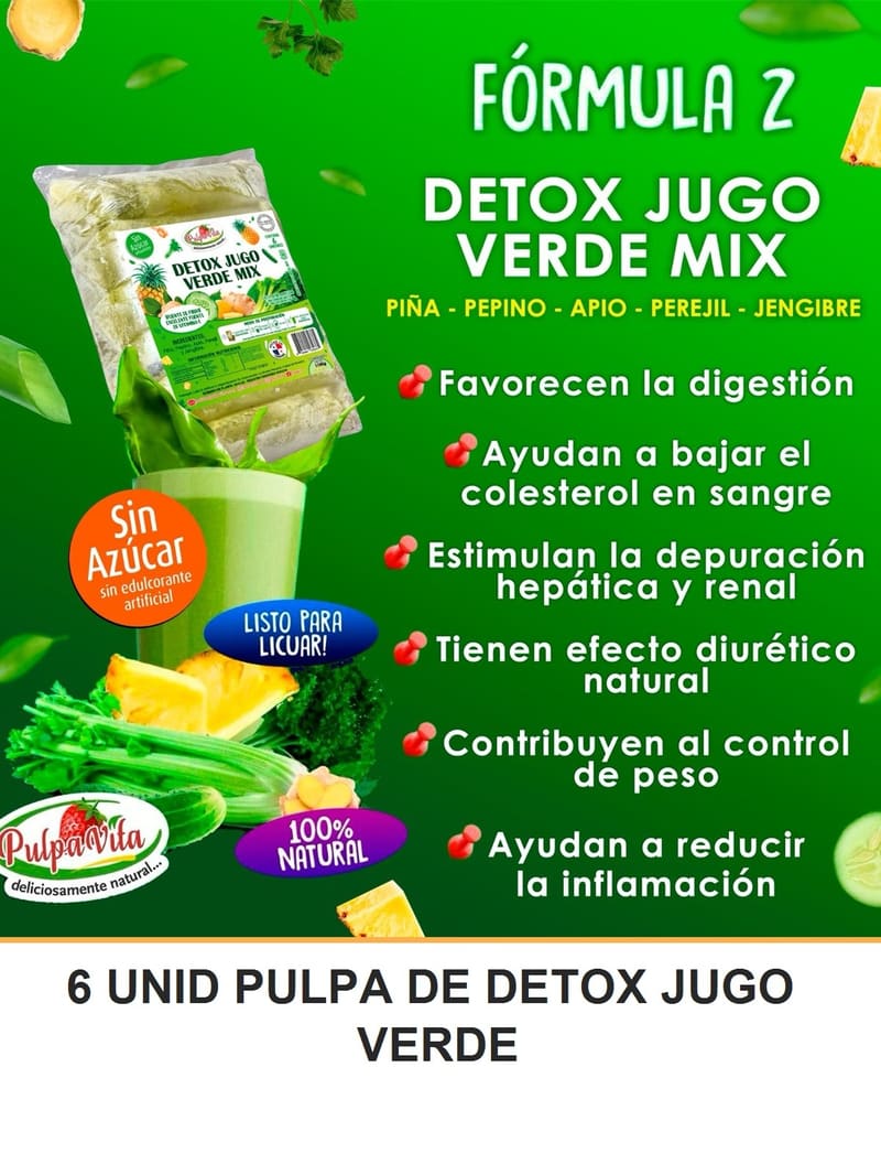 6 UNID PULPA DE DETOX JUGO VERDE
