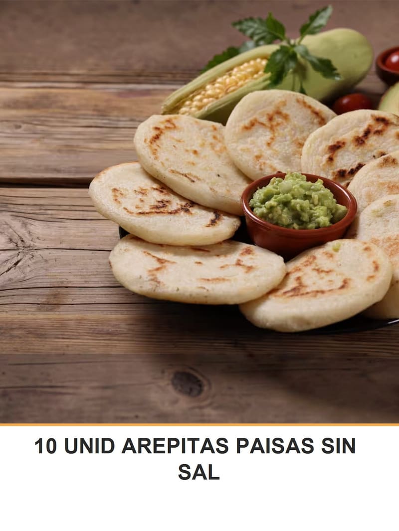 10 UNID AREPITAS PAISAS SIN SAL