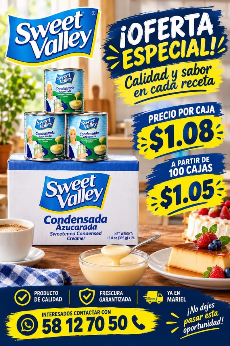 Leche Condensada Azucarada Lata Sweet Valley